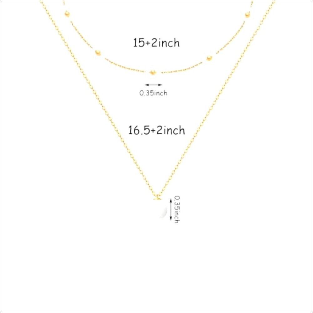 Gold-Plated Pearl Daisy Layered Necklace, 16 Inch Chain, Hypoallergenic - Picture 2 of 6